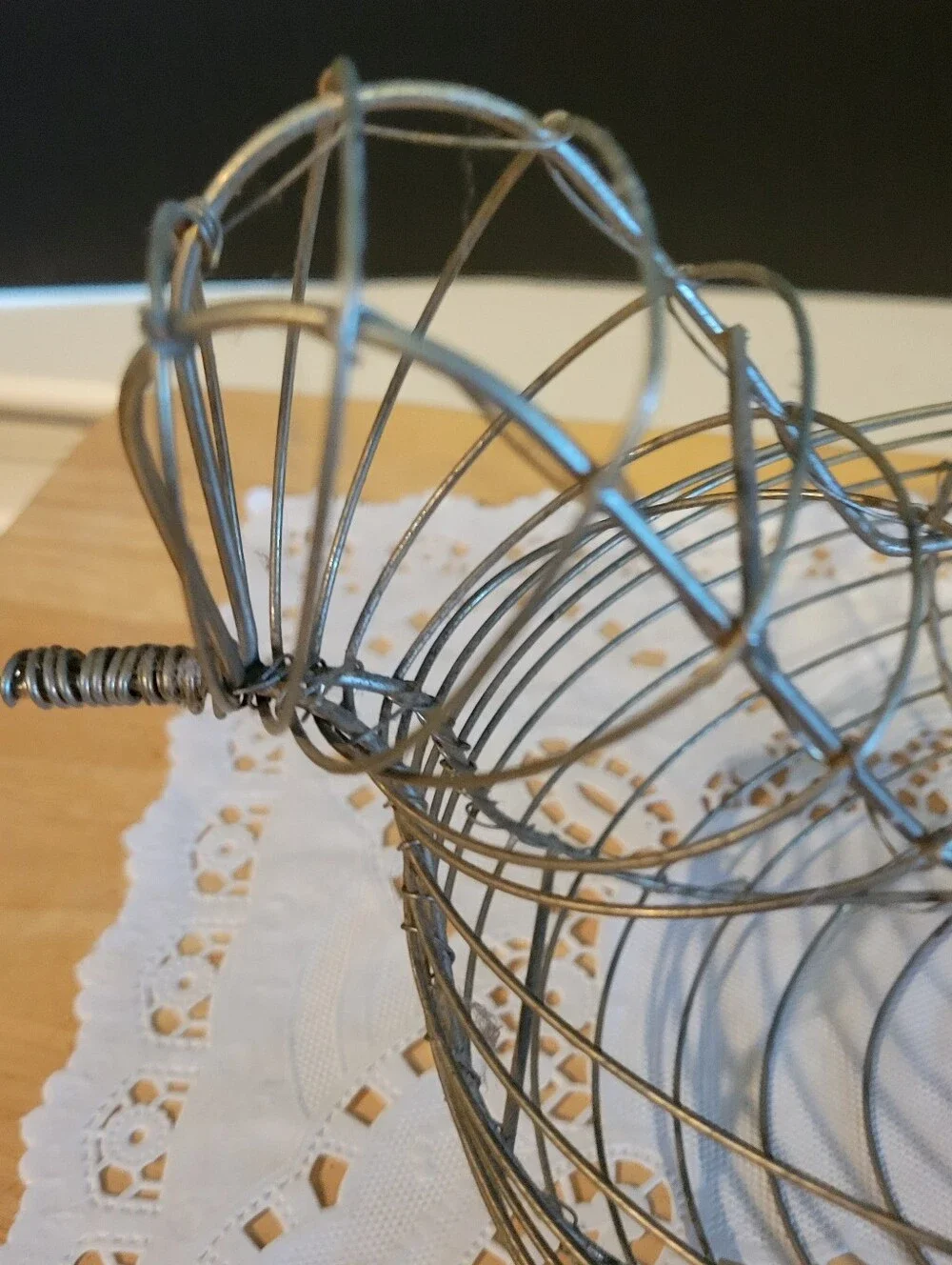 Vintage Wire Egg Collecting Basket Chicken Primitive Country Farmhouse Gold Tone